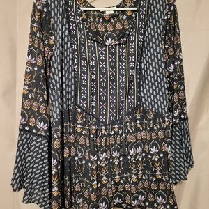 Style & Co. Black and Purple Floral Blouse